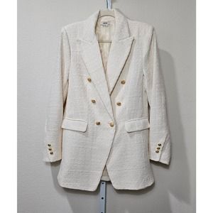 JASON WU Women's Cream Tweed Double Breasted Button Blazer/Jacket Sz M